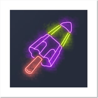 Neon ice rocket Posters and Art